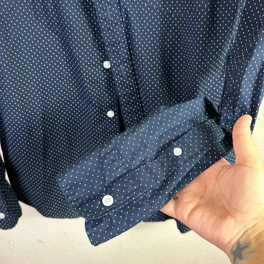J. Crew Slim Flex Washed Long Sleeve Collared button down Shirt in navy blue
